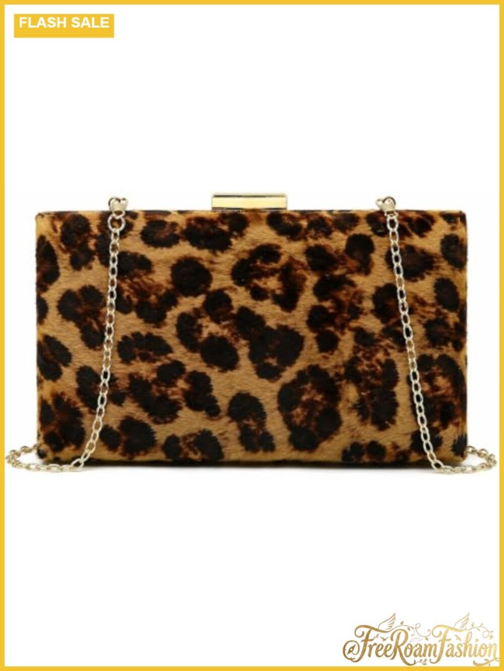 Women's Leopard Print Evening Clutch with Chain Detachable Crossbody Bag